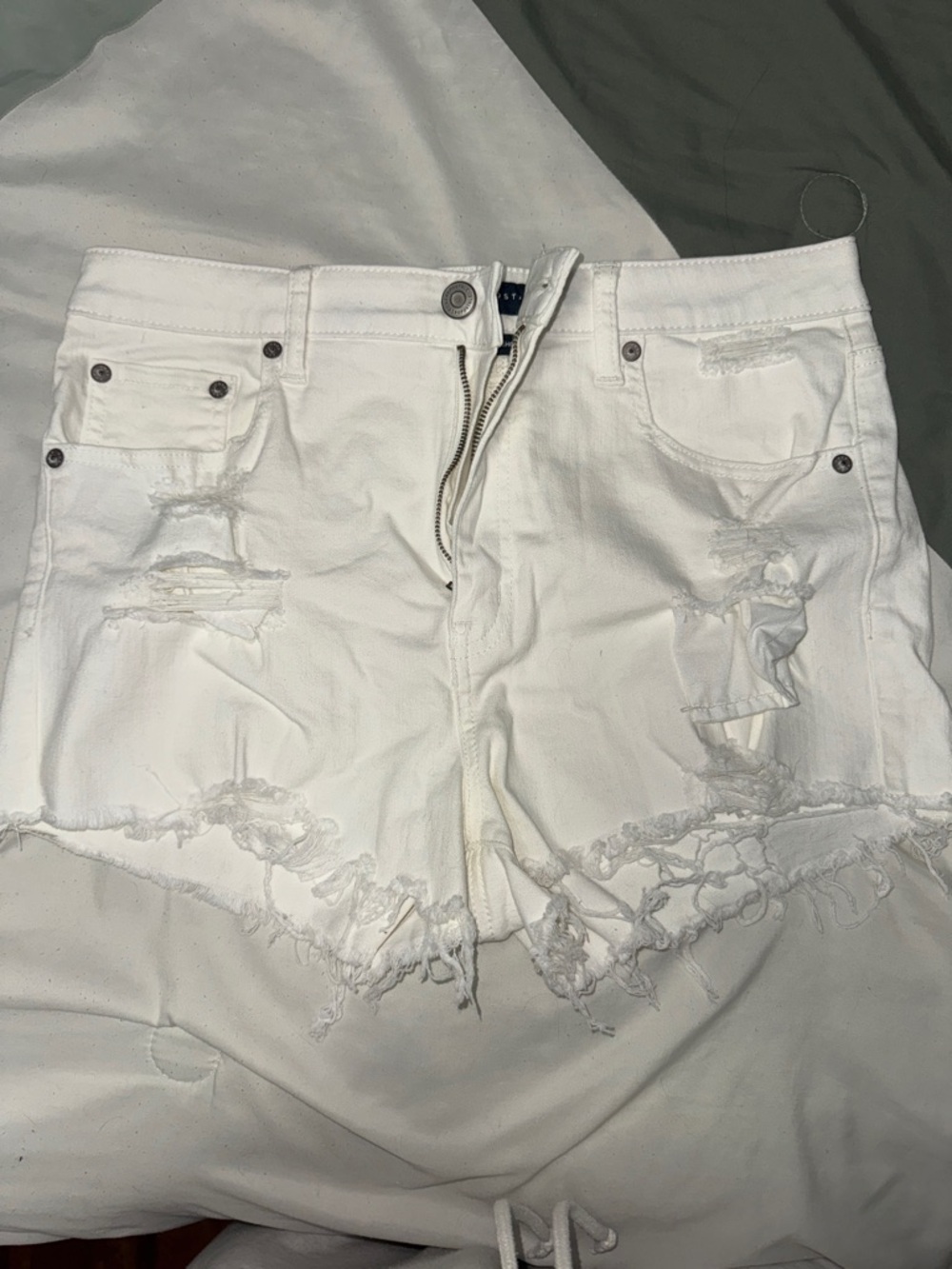 White Distressed Jean Shorts